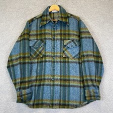 Vtg 50s McGregor Shaggy Fuzzy Wool Blend Shirt Jacket Men's Large Heavy Oversize