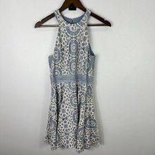City Triangles XL Blue Lace Overlay Fit & Flare Dress Crochet Boho Cottagecore