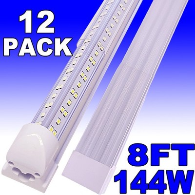 8 Foot Led Shop Light 144w  Led Tube Light Integrated Fixture Bulbs 18000lm 12-P