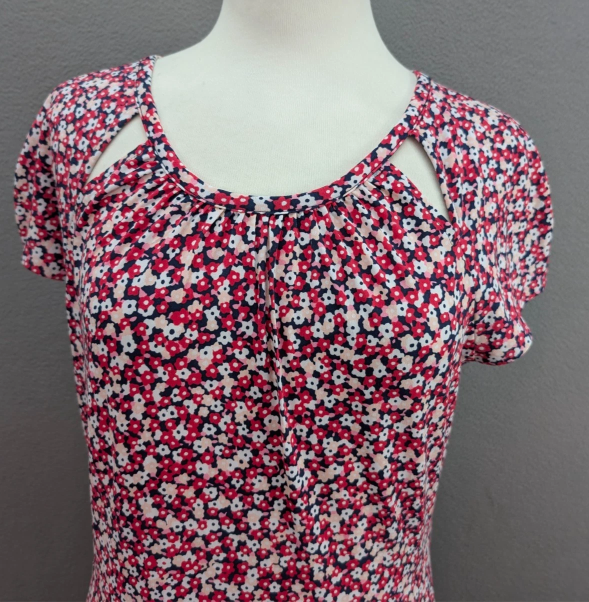 Abito donna Michael Kors grande multicolore ritaglio floreale cappuccio manica A Line nuovo con etichetta