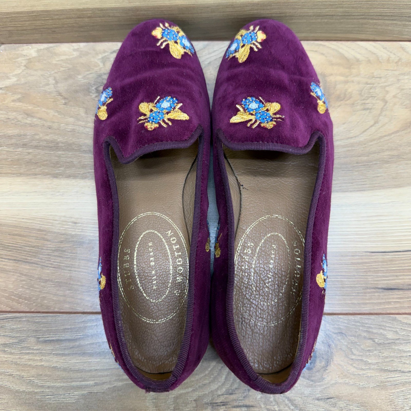 Stubbs & Wootton Bee Loafers Womens 6 Purple Velvet Flats