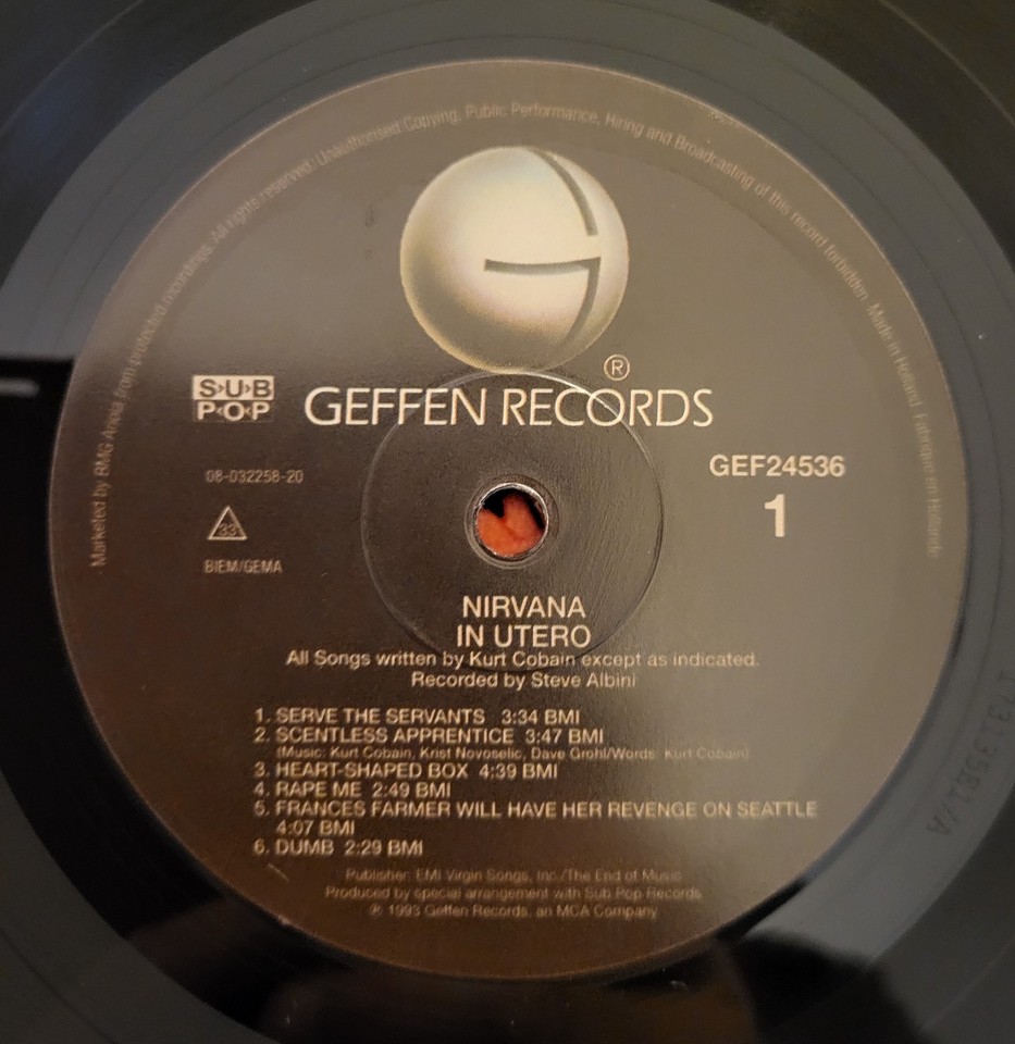 Nirvana – In Utero - LP 33T Europe Réissue - GEF 24536 | eBay