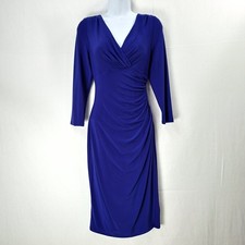 Lauren Ralph Lauren Dress 8 Elegant Royal Blue Ruched Knee length Lauren Dress
