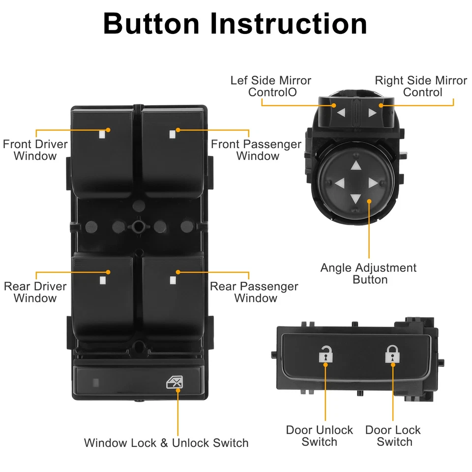 Driver Side Window Switch Door Lock for 2007-2013 Chevrolet Silverado GMC Sierra - Image 2 of 4