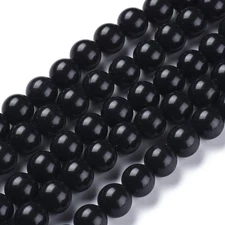 8MM Black Stone Beads-ONE Gemstone Bead Strand-Jewelry Making Supply Crafts NWT