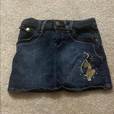 Y2K Baby Phat Denim Skirt Cat Logo Girls Size 8 Blue Jean Mini