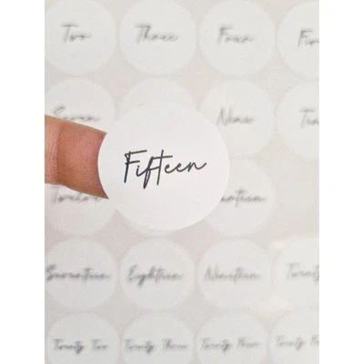 ESKVINYL 25 Christmas DIY Advent Calendar Number Stickers Labels White Black Monochrome