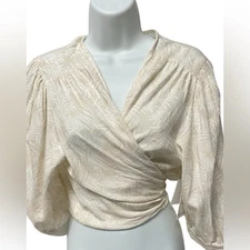 Japna Elegant Cream Multiple wear Wrap Top Linen Blend India XL