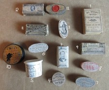 Collection Early Antique Medicine Quack Pills Wood Box 1860s - 1870s 1800's