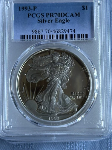 1993-P PCGS PF70 DCAM American silver eagle .