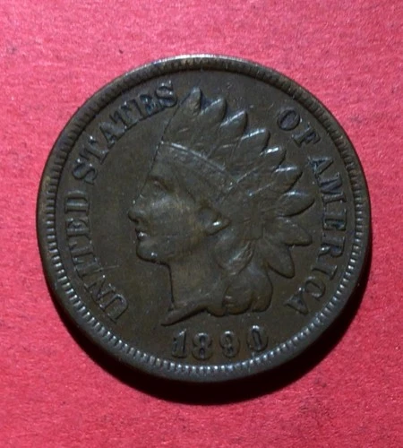 1890 US Indian Head Cent VF Details! Old US Coin!