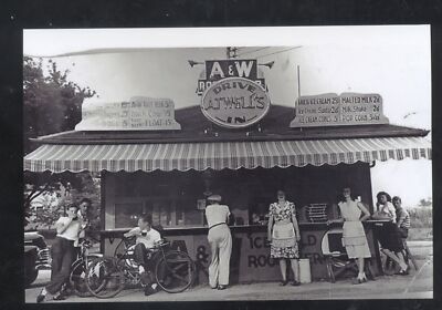 REAL PHOTO LODI CALIFORNIA A&W ROOT BEER STAND ADVERTISING POSTCARD COPY