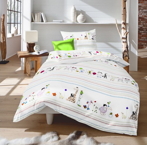 Fleuresse Renforcé Baby Bettwäsche 2 tlg. 100x135cm Zoo Tiere Streifen Bunt RV - Bild 2 von 7