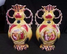 Pair of European Portraiture Vases