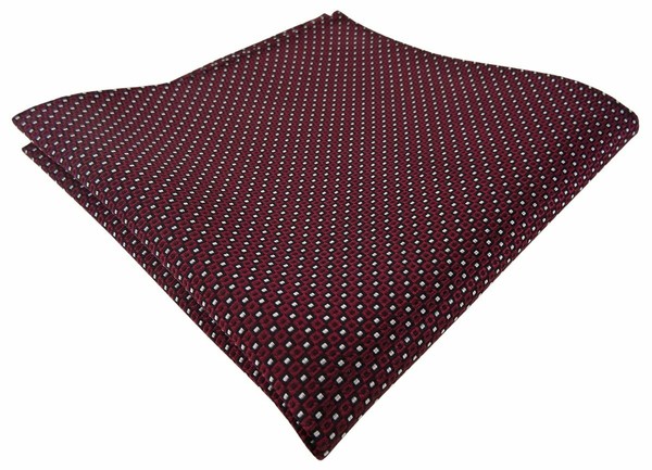 Tigertie Designer Seideneinstecktuch In Bordeaux Silber Schwarz Gepunktet-image