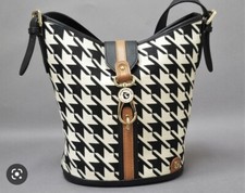 Spartina 449 Red Linen Black White Bucket Shoulder Bag Nr