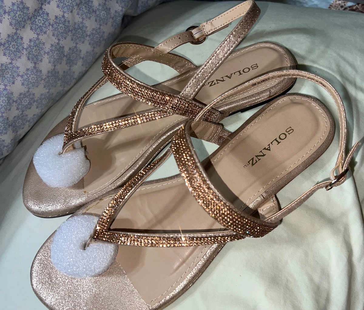 Gold hotsell rhinestone flats