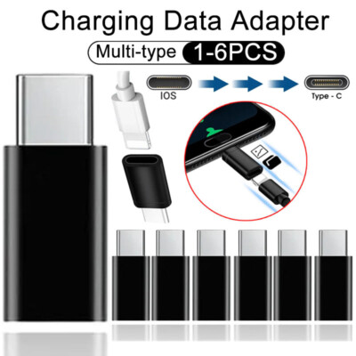 6Pcs For iPhone Female to Type-C Male Adapter Converter for Android Charging