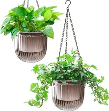 2 Pack Self Watering Hanging Planters Indoor Hanging Flower Pots 6.5Inch Outdoor