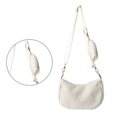 Solid Color Shoulder Underarm Bag with Coin Purse Adjusted Straps Crossbody Bag