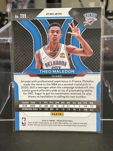 2020-21 Panini Prizm Basketball Theo Maledon Red White Blue + Base Prizm #289 RC - Picture 4 of 7