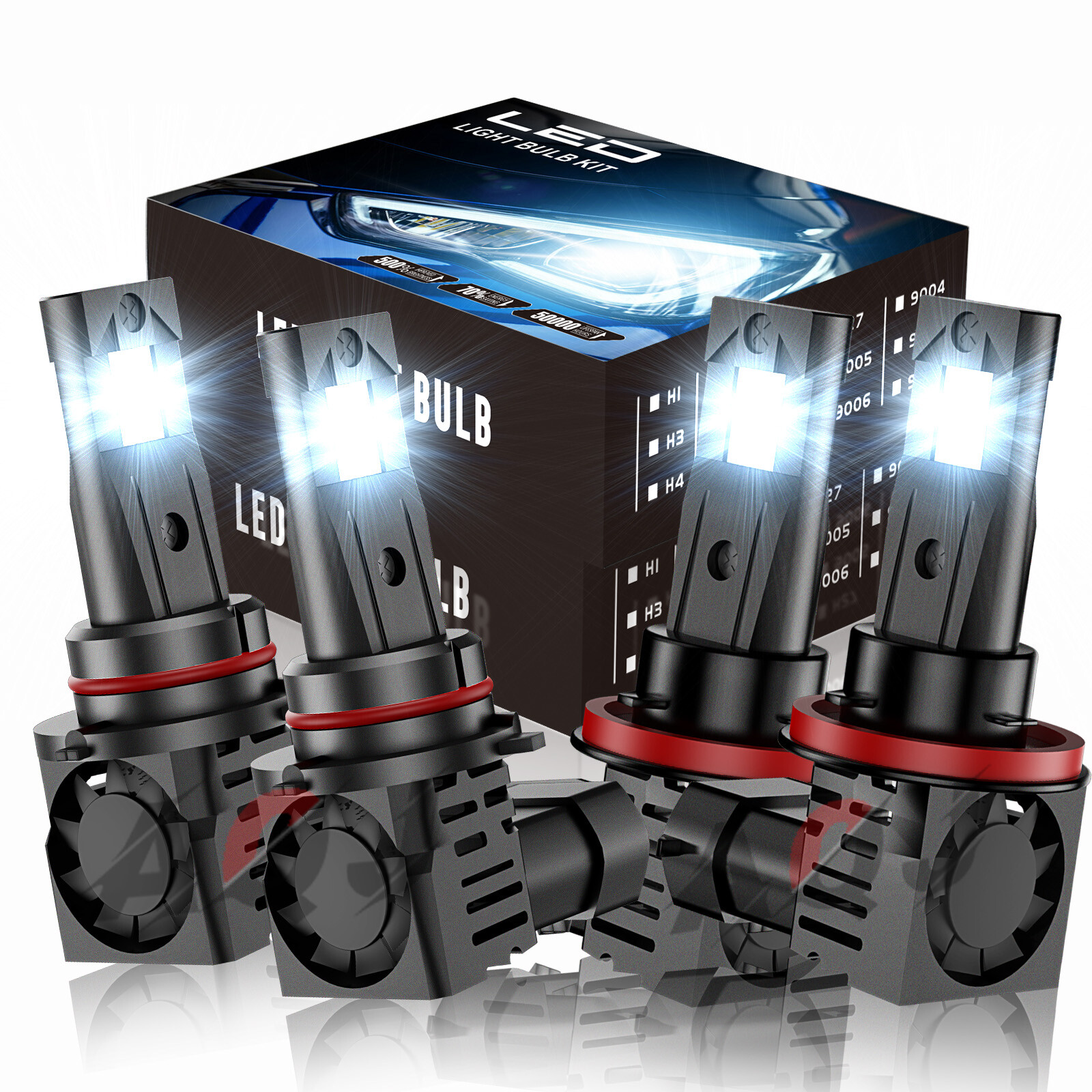 2013-2016 Nissan Pathfinder 4x 9005 H11 6000K LED Hi-Low Beam Headlight Bulbs