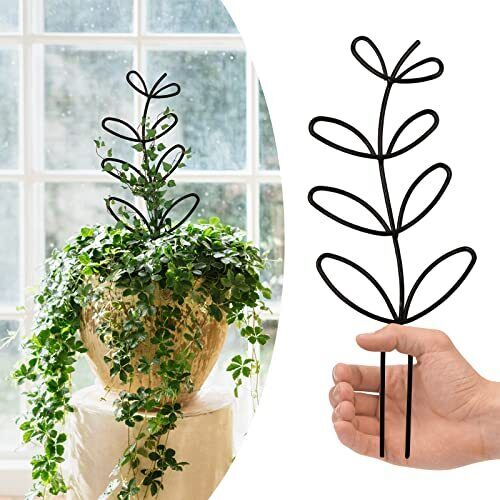 2 Pack Small Plant Trellis Leaf Shape Climbing Metal Wire Stake for Potted Plant - Picture 3 of 7