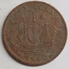 Old Coin 1963 Ship Halfpenny British