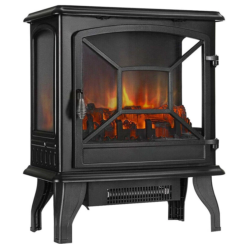 1400W 23u0026#034; Electric Fireplace Stove Heater with 3D Log Flame Quartz  Tube Heating | eBay