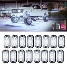 RGBW Rock Lights, 16 pods Underglow Neon Lights Kits，APP/RF Remote Control