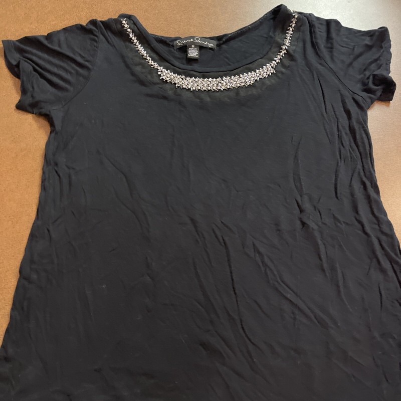 French Laundry Dressy Black Top Short Sleeve Size M