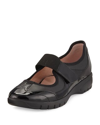 TARYN ROSE ARNISSA MIXED BLACK LEATHER SLIP-ON