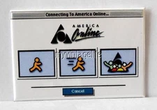 Vintage AOL AMERICA ONLINE COMPUTER LOG ON 2" x 3" Fridge MAGNET Art NOSTALGIC