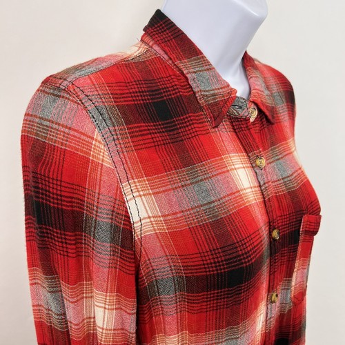Cato Sleeping Shirt Women's Small Button Down Long Sleeve Red Plaid Nightgown - Picture 5 of 11