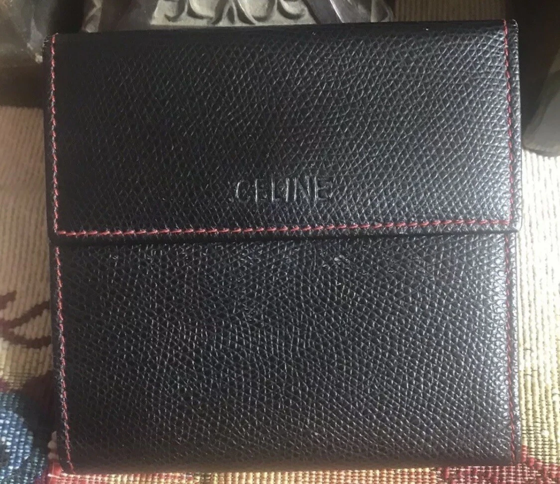 Shop CELINE Triomphe TRIOMPHE COMPACT WALLET in Shiny calfskin