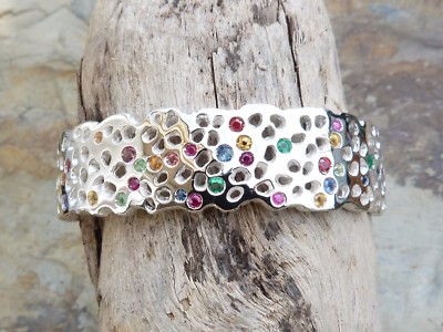 Bracelet En Argent 925 (sterling) Avec Pierres Précieuses Multicolores - Marque Bimonia - Sur Commande - Neuf Avec étiquettes