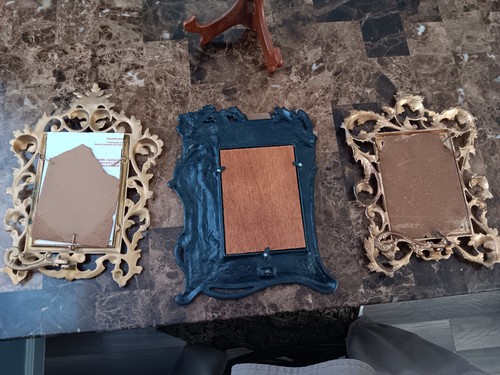 Vintage Cast Iron Art Nouveau lot of 3 Picture Photo Frames. - Picture 19 of 22