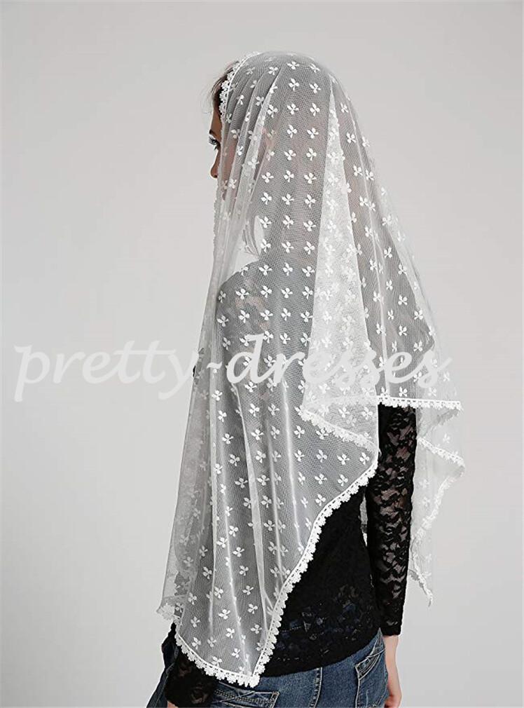 White Women Spanish Mantilla Lace Catholic Veil Ch... – Grandado