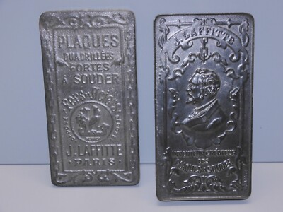 - ALTE METALLDOSE QUADRATISCHE PLATTEN STARK ZUM LÖTEN J LAFFITTE PARIS D