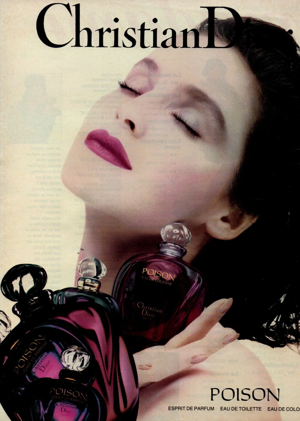 Publicité papier Parfum. Perfume ad. Dior Poison 1992 France