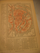 Antique 1889 City Map of Gdansk with Streets Lithgraph