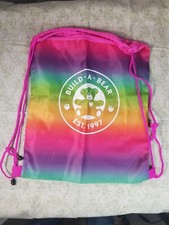 Build A Bear REUSABLE RAINBOW DRAWSTRING CINCH BACKPACK BAG Teddy Accessory