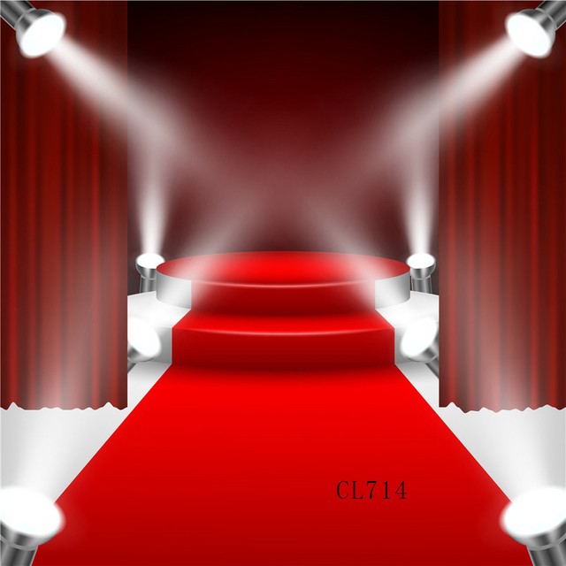 10x10FT Red Carpet Spotlights Stage Vinyl Studio Backdrop Photography