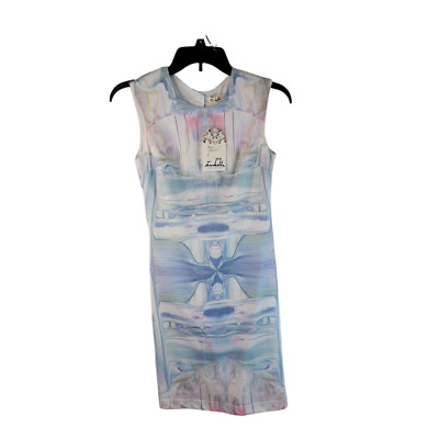 Isabella Rose Taylor Womens Multicolor Marbled Dress Fringe Back Size XS NWT