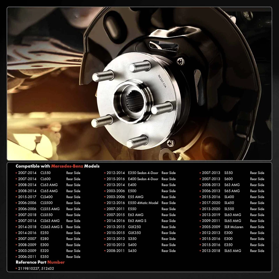 2x Conjunto de cojinete de cubo de rueda delantera o trasera para Mercedes-Benz CL550 CL600 E250 Foto 2 de 4