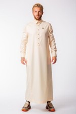 LAWUNG Al-Ameer Adult Mens Thobe Modern Design Light Gold Arabian Jubbah AA23020