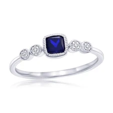 Lab-Grown 0.45ct Sapphire & 0.03ct Natural Diamond Ring
