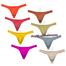 Mens Swim Briefs Drawstring T-back Thong Soft Lining Bikinis Adjustable Swimwear