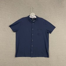 HUGO BOSS Shirt Mens Medium Dark Blue Button Up Pocket Preppy Dad Casual