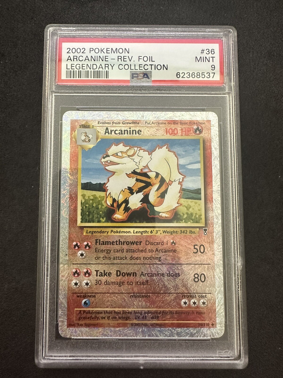 2002 Pokemon Legendary Collection Arcanine Reverse Foil PSA 9 36/110